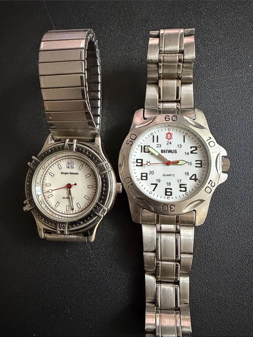Men's Stainless Steel Silver Quartz Watch - Silver Dial & Sergio valente
